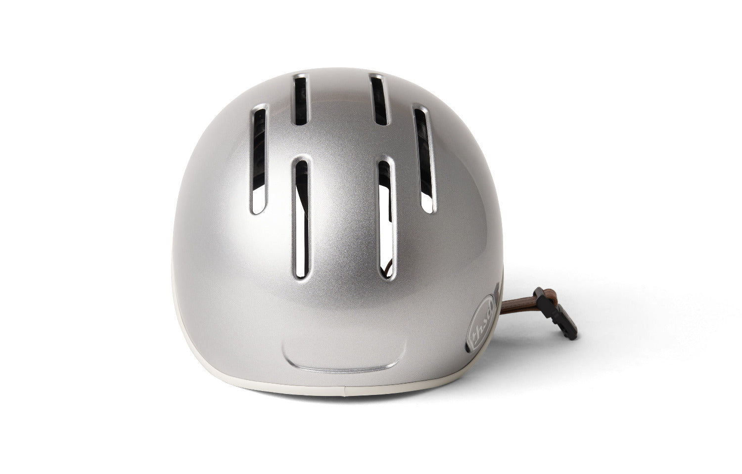 Silver helmet on a grey background