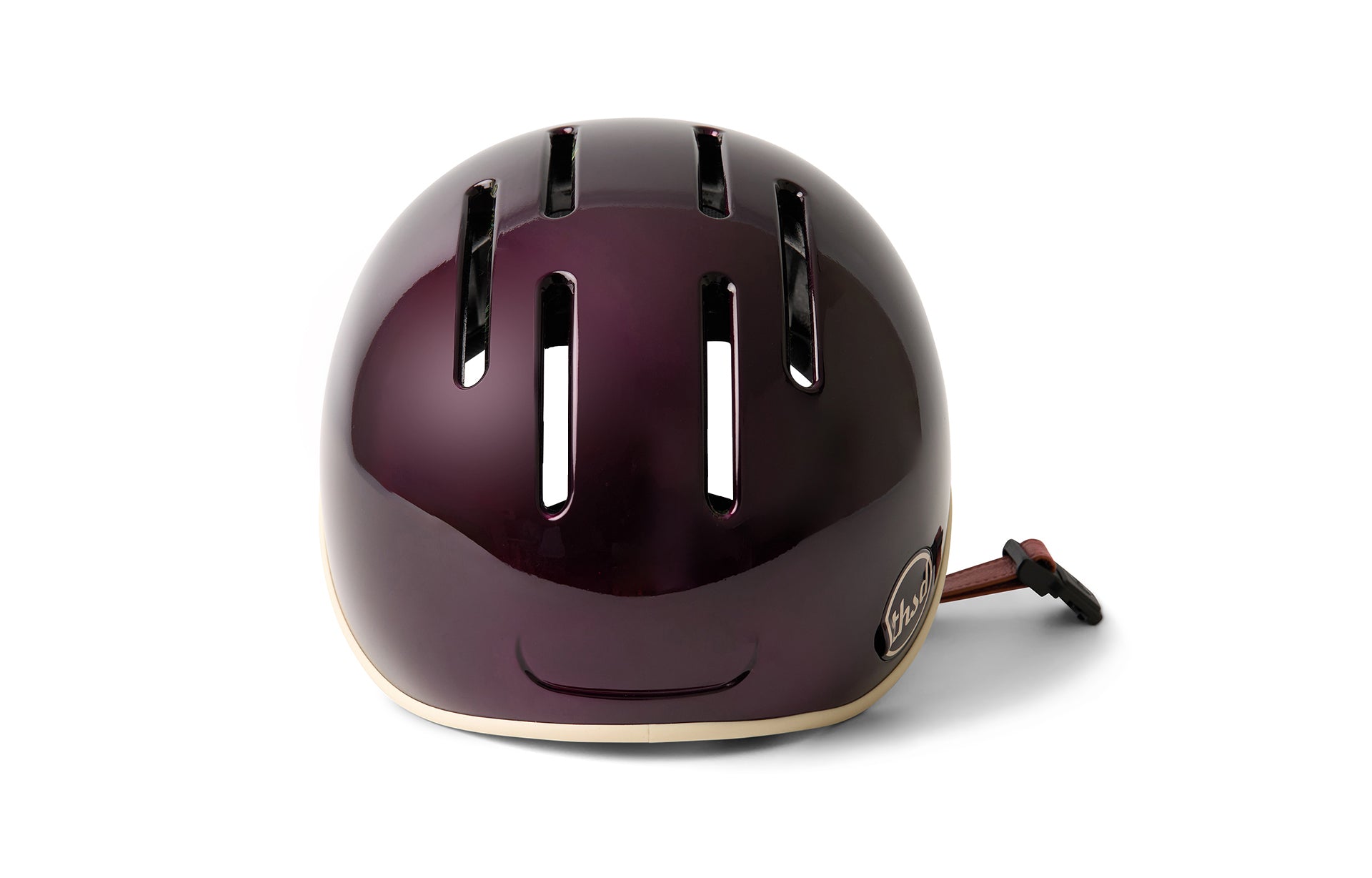 Purple helmet with a Thousand logo on a white background