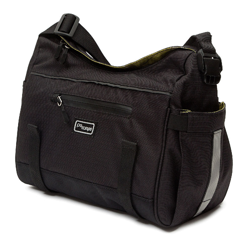 Black crossover bag with a visible brand logo on a white background