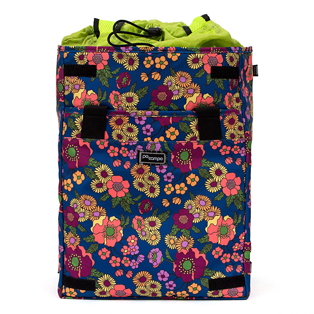 Floral-patterned Po Campo grocery pannier with a visible brand logo on a white background