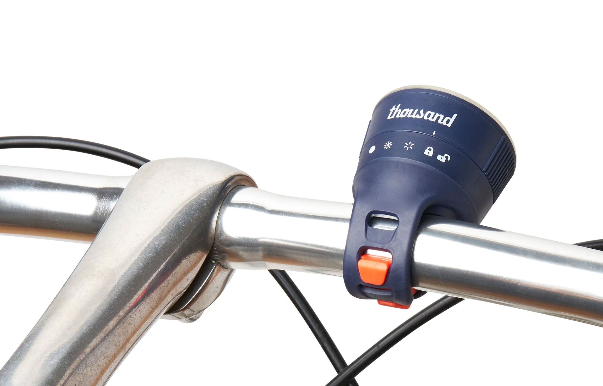 Bicycle front light with Thousand brand on a white background