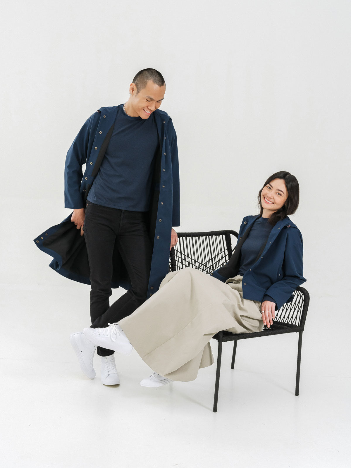 Long City Coat – Navy & Neon
