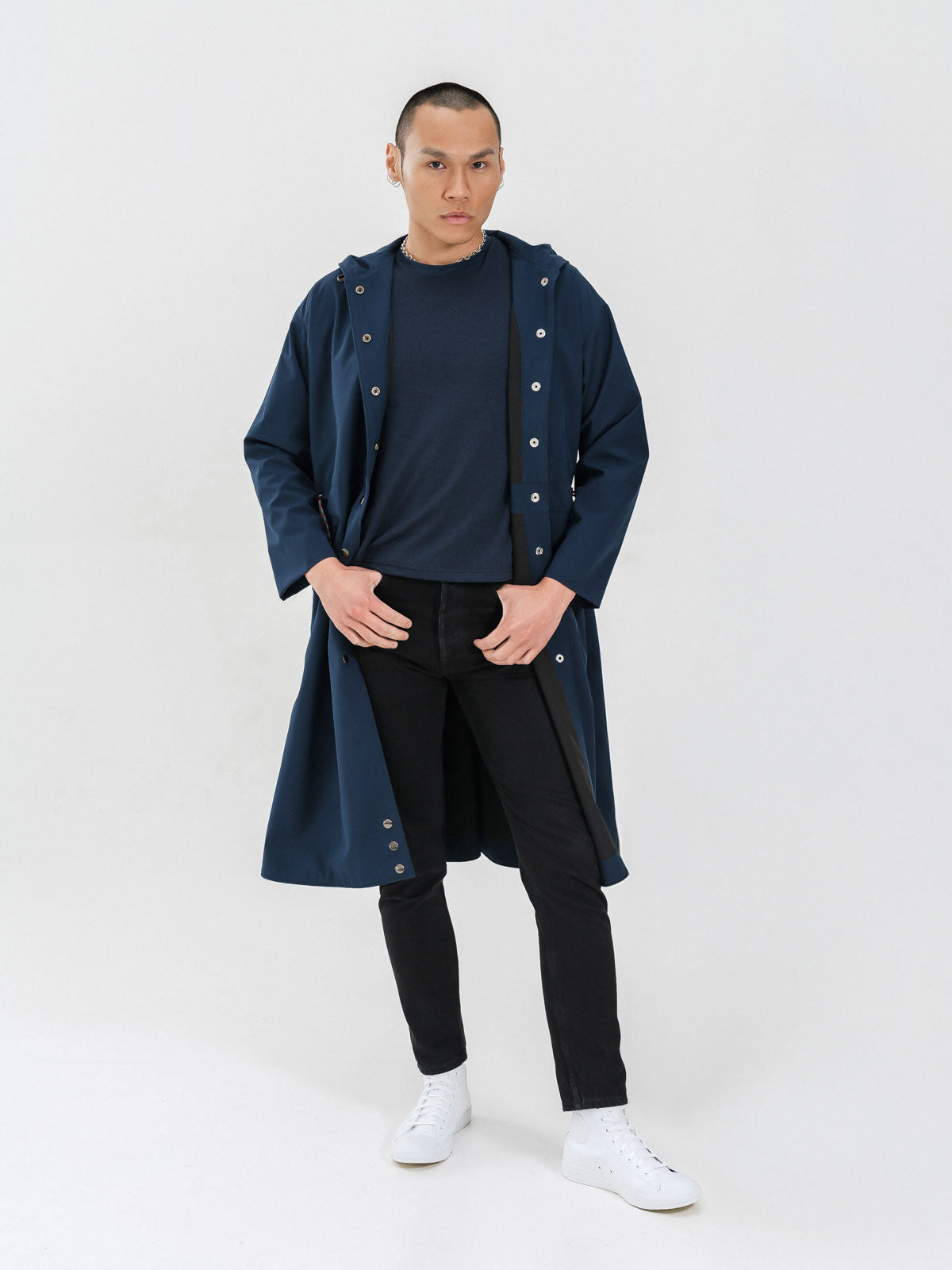 Long City Coat – Navy & Neon