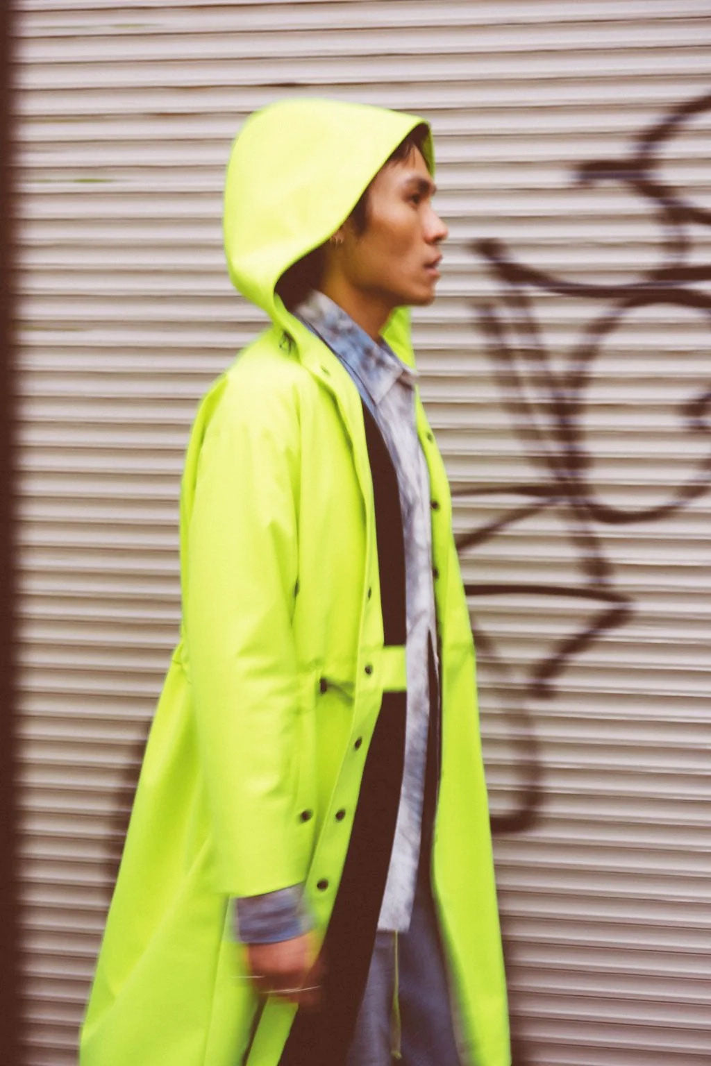 Long City Coat – Navy & Neon