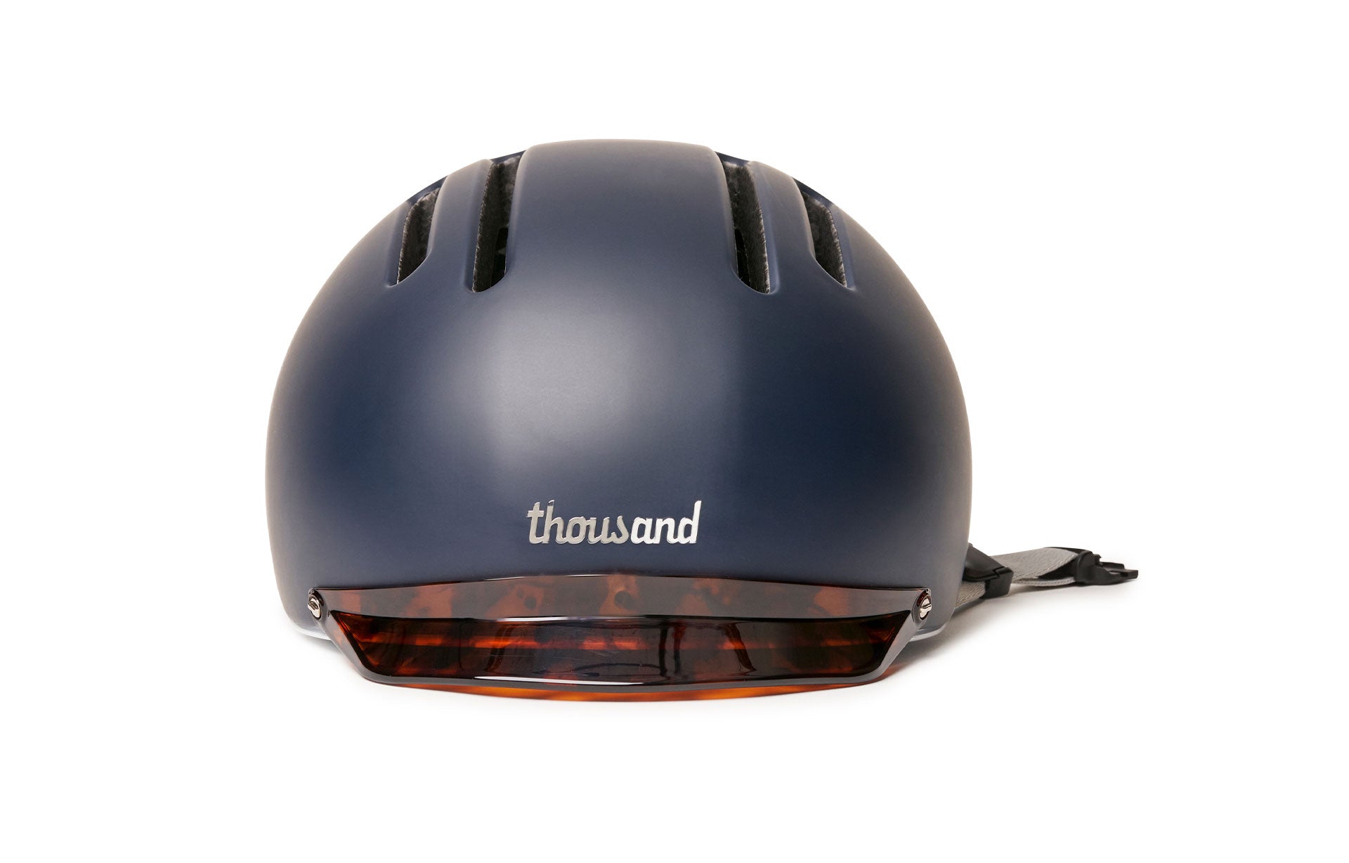 Front view Thousand Chapter helmet club navy with tortoise-shell visor