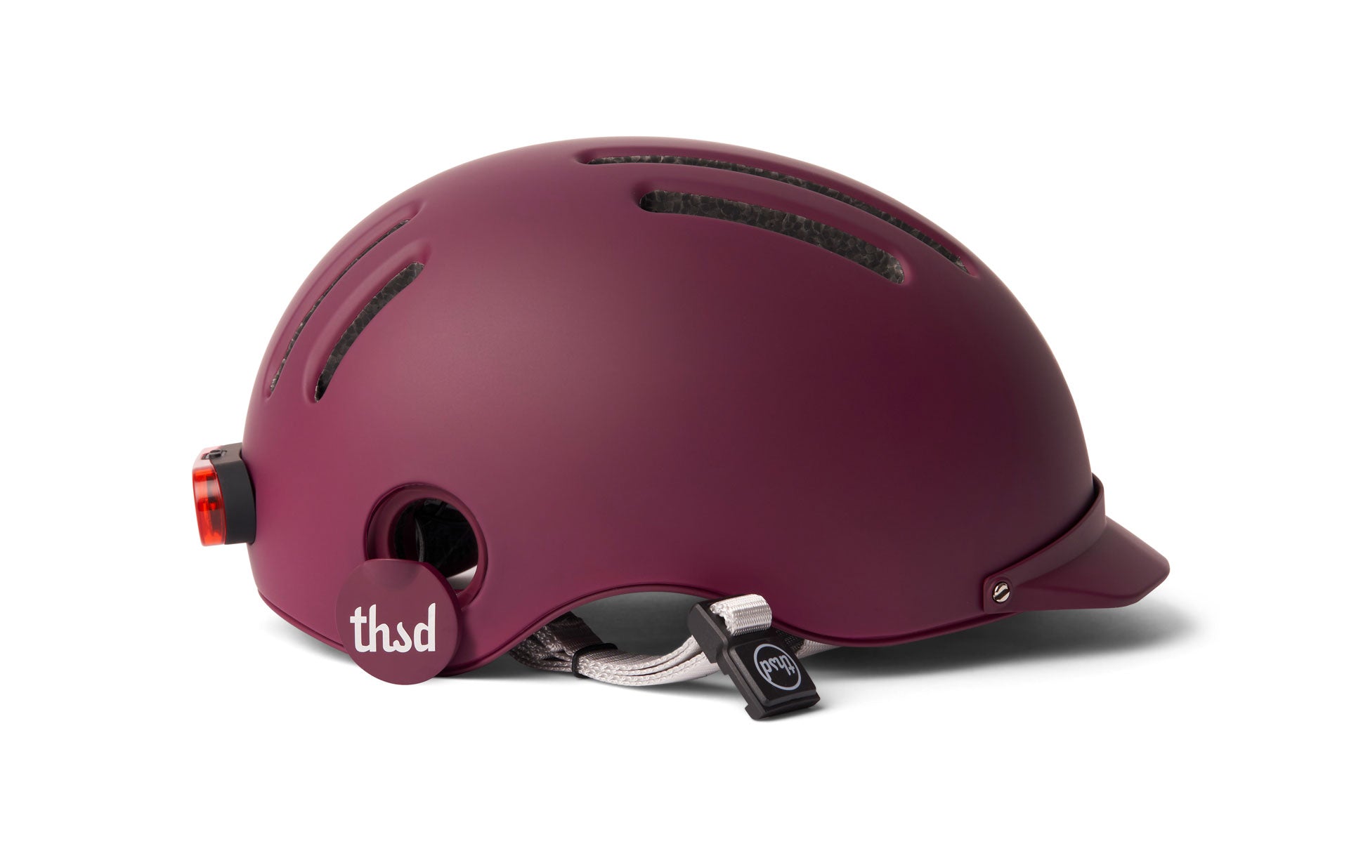 Thousand Chapter helmet Burgundy with popluck and magnetic red light