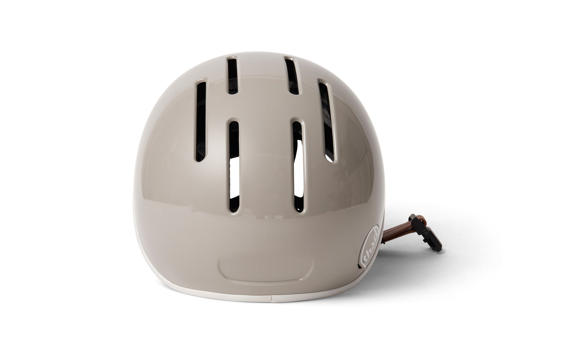 Dove grey helmet showing vent on a white background
