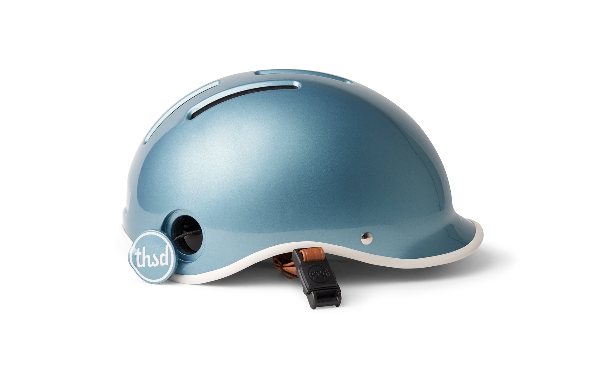 Blue helmet with a thousand logo on a white background