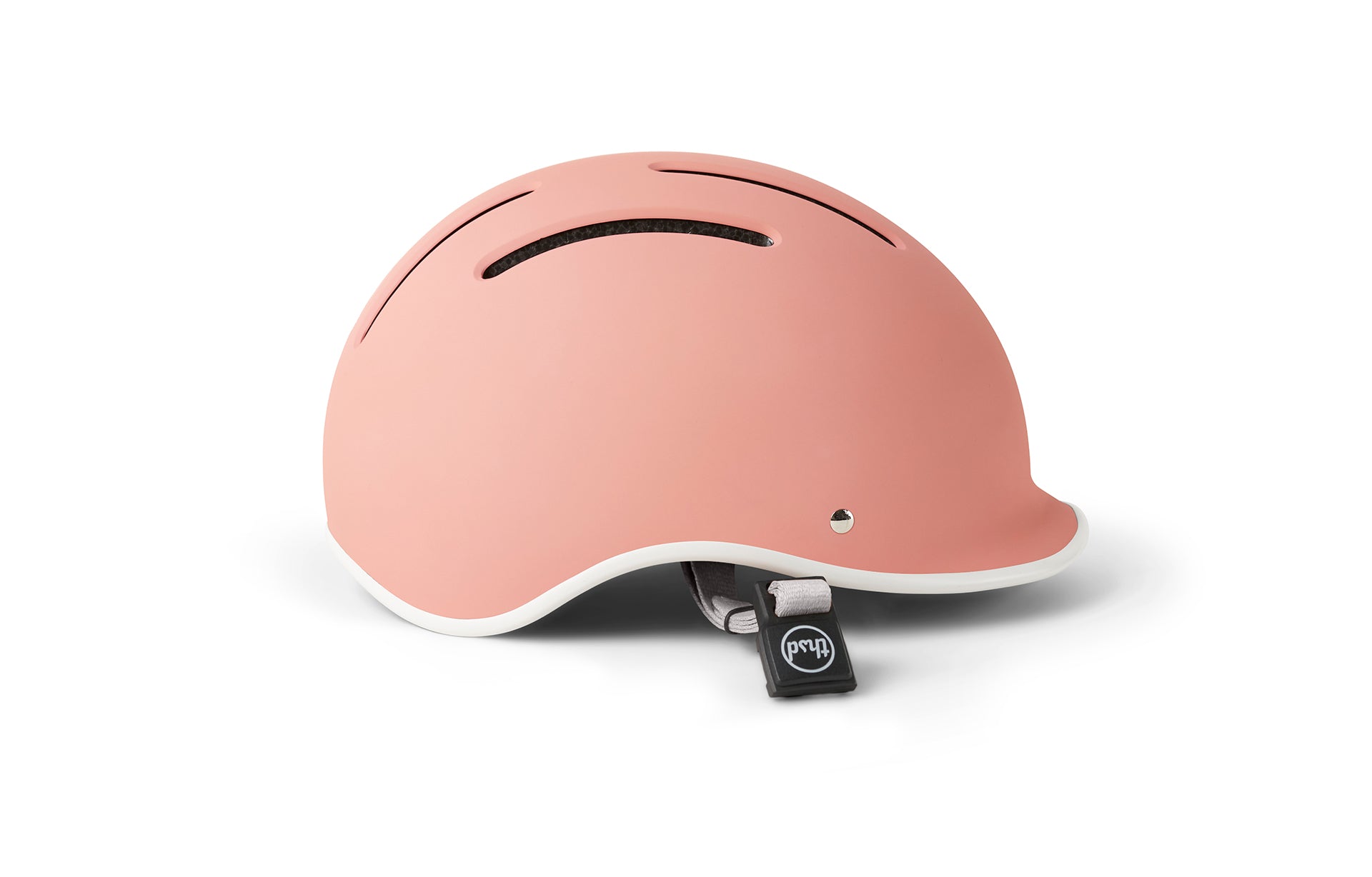 Power pink helmet with a visible thsd logo on a white background