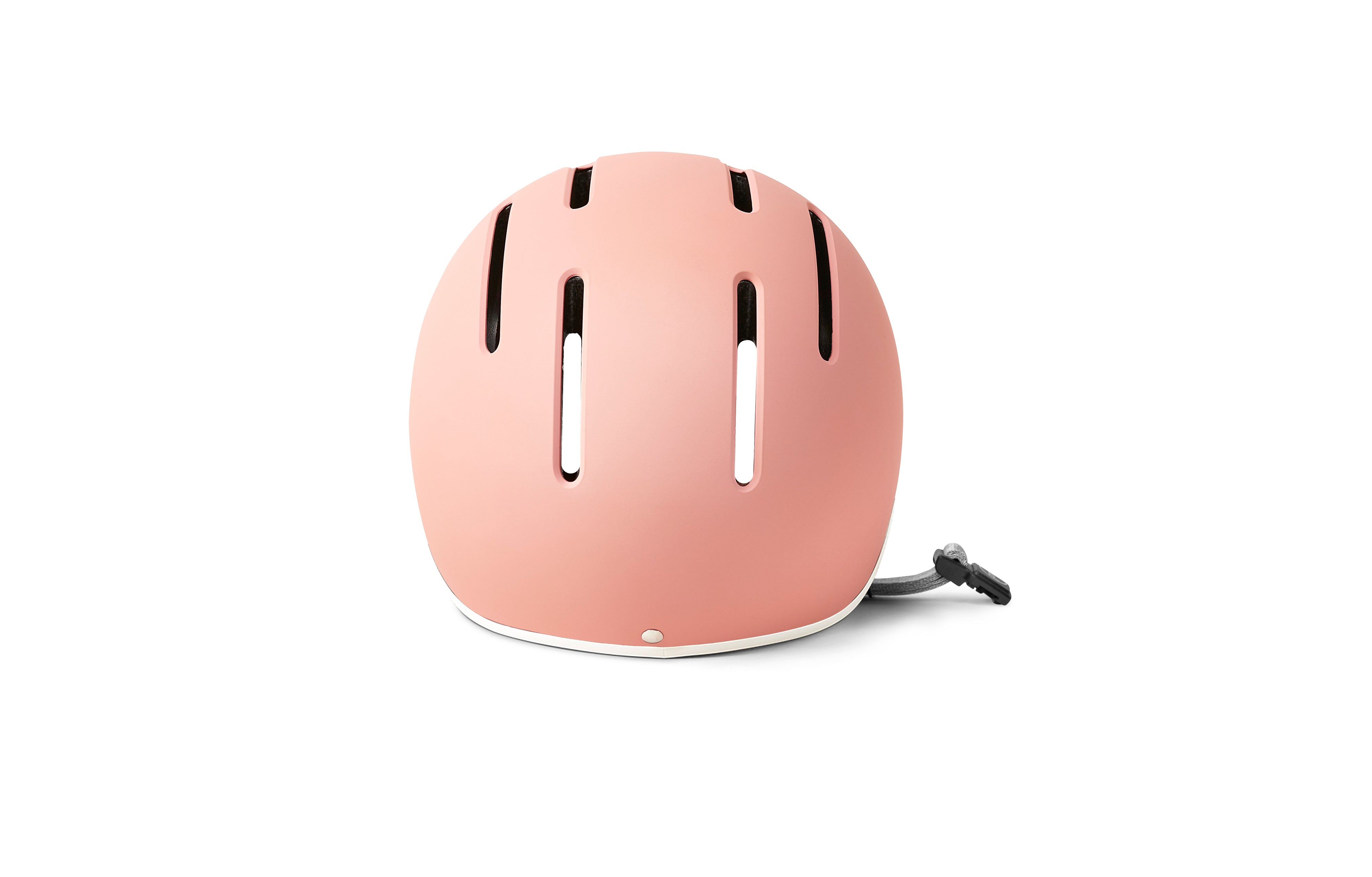 Pink helmet with showing vents on a white background