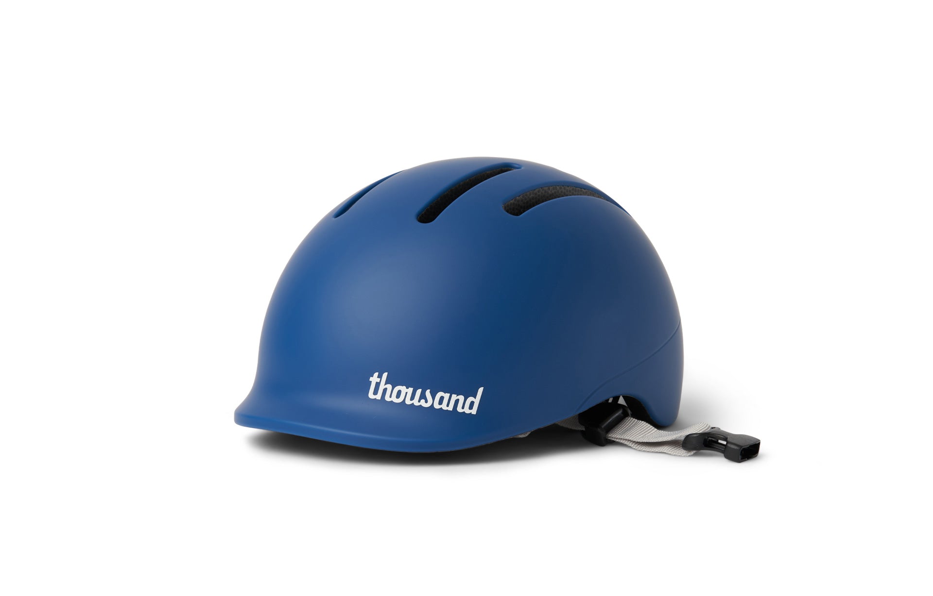 Blue helmet with 'thousand' branding on a white background