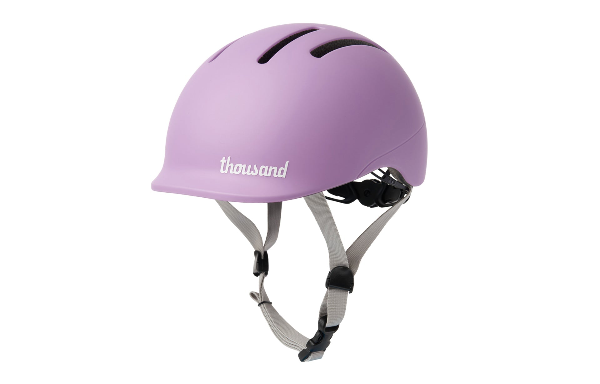 Purple helmet with 'thousand' branding on a white background