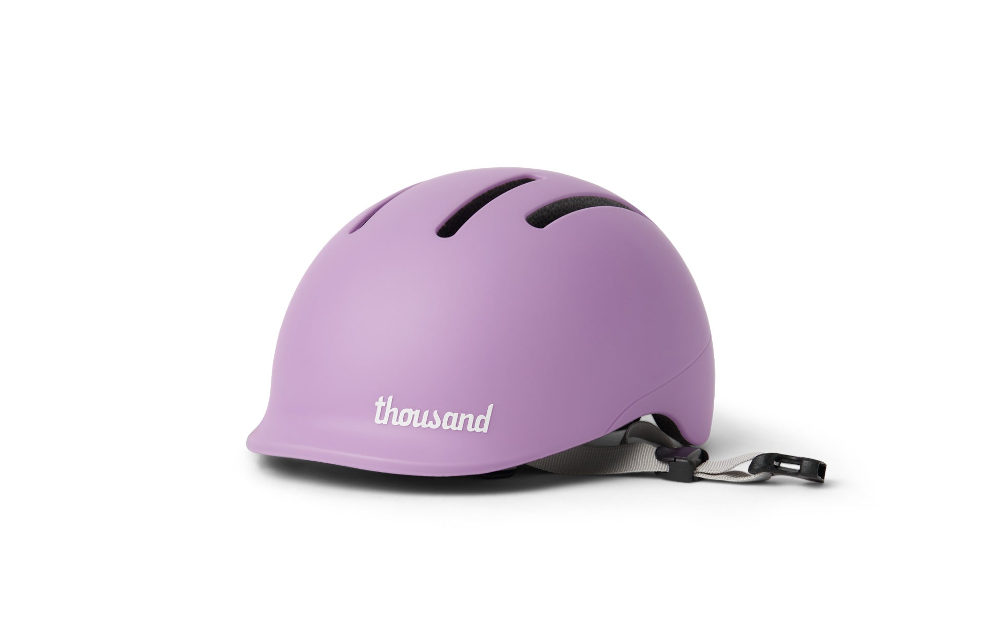 Purple helmet with 'thousand' branding on a white background