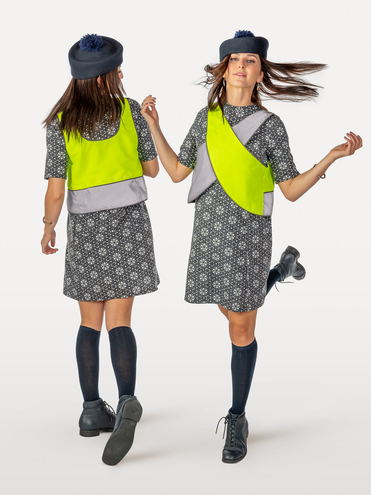 High visibility crisscross vest showing front and back